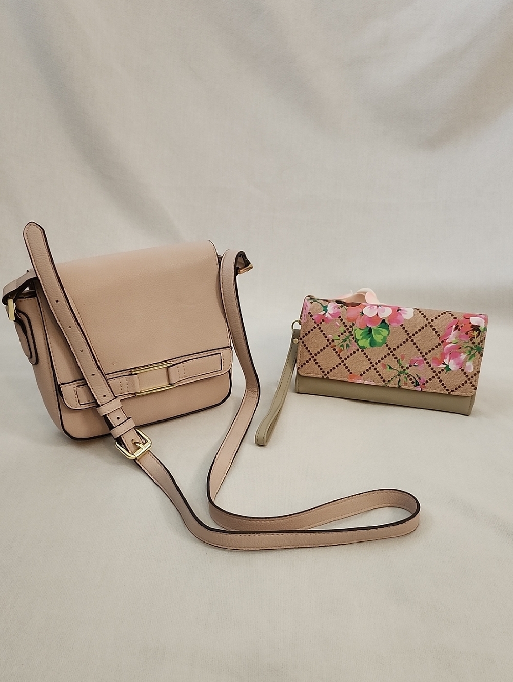 Merona Blush Crossbody with AR New York Floral Wristlet Set